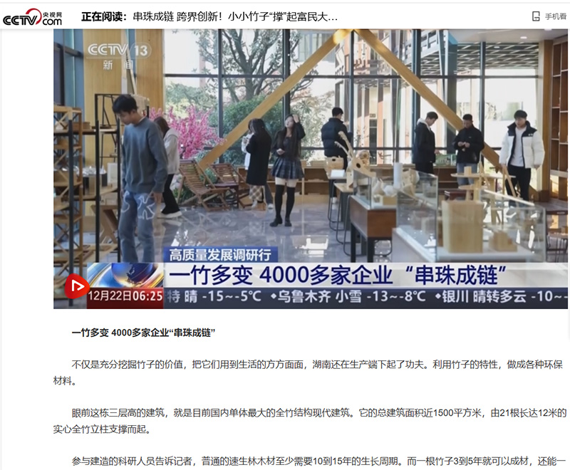 央視新聞—串珠成鏈 跨界創(chuàng)新！小小竹子“撐”起富民大產(chǎn)業(yè)